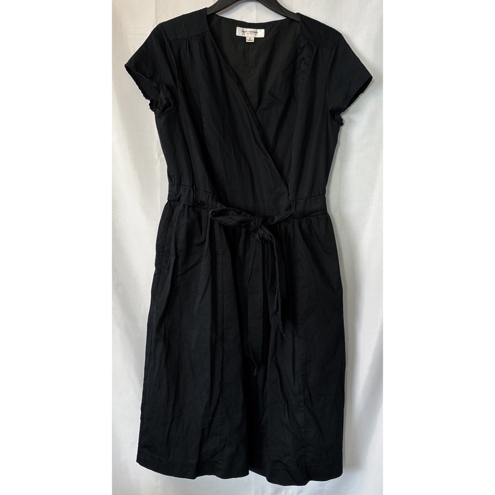 Isaac Mizrahi For Target Black Dress Tie At Waist Faux Wrap‎ Top Cap Sleeve 10